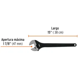 Llave Francesa 15" A1-7/8" Profesionales CrVanadio Fosfatadas Truper 15504 Truper-Llave Francesa 15" A1-7/8" Profesionales CrVan