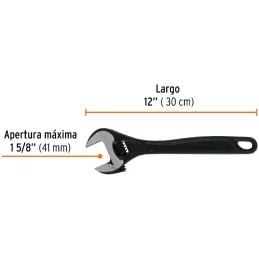 Llave Francesa 12" A1-5/8" Profesionales CrVanadio Fosfatadas Truper 15503 Truper-Llave Francesa 12" A1-5/8" Profesionales CrVan