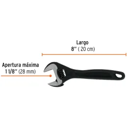 Llave Francesa 8" A1-1/8" Profesionales CrVanadio Fosfatadas Truper 15501 Truper-Llave Francesa 8" A1-1/8" Profesionales CrVanad