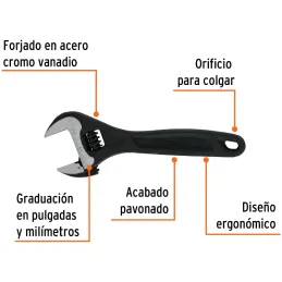 Llave Francesa 6" A1" Profesionales CrVanadio Fosfatadas Truper 15500 Truper-Llave Francesa 6" A1" Profesionales CrVanadio Fosfa