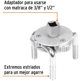 Llaves filtro de Aceite 3 Puntos Max 4-1/2" Min 3", Uso con Ratchet encastre 1/2" y 3/8", LL-FA-MA 14543 Truper Truper-Llaves fi