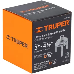 Llaves filtro de Aceite 3 Puntos Max 4-1/2" Min 3", Uso con Ratchet encastre 1/2" y 3/8", LL-FA-MA 14543 Truper Truper-Llaves fi