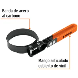 Llaves filtro de Aceite Suncho 3 1/2" L3 1/4, Mango en Vinil, Banda de Acero al Carbono, LF-500 14515 Truper Truper-Llaves filtr