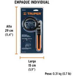 Llaves filtro de Aceite Suncho 3 1/2" L3 1/4, Mango en Vinil, Banda de Acero al Carbono, LF-500 14515 Truper Truper-Llaves filtr