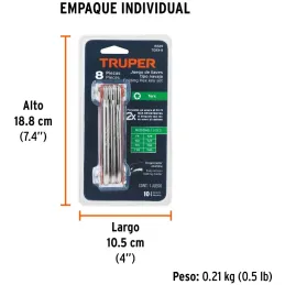 Juegos de 8 Llaves Torx Tnavaja Truper 15569 Truper-Juegos de 8 Llaves Torx Tnavaja Truper 15569 Fabricadas en acero al cromo va