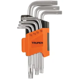 Juegos de 7 Llaves Torx Truper 15552 Truper-Juegos de 7 Llaves Torx Truper 15552 Fabricadas en acero al cromo vanadio 2X más res