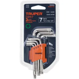 Juegos de 7 Llaves Torx Truper 15552 Truper-Juegos de 7 Llaves Torx Truper 15552 Fabricadas en acero al cromo vanadio 2X más res