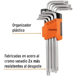 Juegos de 7 Llaves Torx PLargas Truper 15553 Truper-Juegos de 7 Llaves Torx PLargas Truper 15553 Fabricadas en acero al cromo va