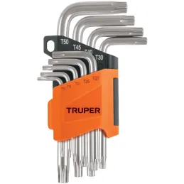 Juegos de 9 Llaves Torx Truper 15554 Truper-Juegos de 9 Llaves Torx Truper 15554 Fabricadas en acero al cromo vanadio 2X más res