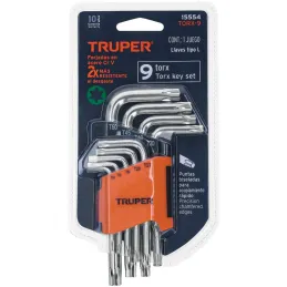 Juegos de 9 Llaves Torx Truper 15554 Truper-Juegos de 9 Llaves Torx Truper 15554 Fabricadas en acero al cromo vanadio 2X más res