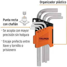 Juegos de 7 Llaves Allen MM PuntaHexagonal Truper 15530 Truper-Juegos de 7 Llaves Allen MM PuntaHexagonal Truper 15530 Fabricada