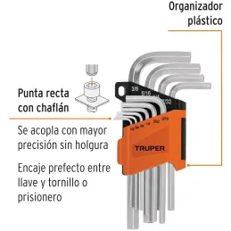Juegos de 10 Llaves Allen Pulgadas PuntaHexagonal Truper 15539 Truper-Juegos de 10 Llaves Allen Pulgadas PuntaHexagonal Truper 1