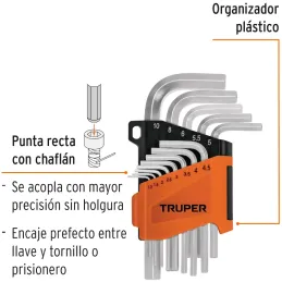 Juegos de 13 Llaves Allen MM PuntaHexagonal Truper 15542 Truper-Juegos de 13 Llaves Allen MM PuntaHexagonal Truper 15542 Fabrica