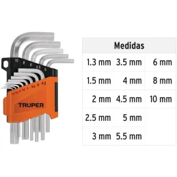 Juegos de 13 Llaves Allen MM PuntaHexagonal Truper 15542 Truper-Juegos de 13 Llaves Allen MM PuntaHexagonal Truper 15542 Fabrica