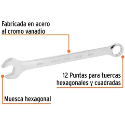 Llaves Boca Mixta 28mm Combinada CrVanadio ELarga Truper 15630 Truper-Llaves Boca Mixta 28mm Combinada CrVanadio ELarga Truper 1