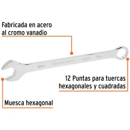 Llaves Boca Mixta 27mm Combinada CrVanadio ELarga Truper 15629 Truper-Llaves Boca Mixta 27mm Combinada CrVanadio ELarga Truper 1