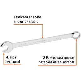 Llaves Boca Mixta 25mm Combinada CrVanadio ELarga Truper 15651 Truper-Llaves Boca Mixta 25mm Combinada CrVanadio ELarga Truper 1