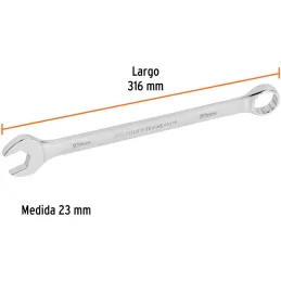 Llaves Boca Mixta 23mm Combinada CrVanadio ELarga Truper 15650 Truper-Llaves Boca Mixta 23mm Combinada CrVanadio ELarga Truper 1