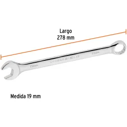 Llaves Boca Mixta 19mm Combinada CrVanadio ELarga Truper 15623 Truper-Llaves Boca Mixta 19mm Combinada CrVanadio ELarga Truper 1