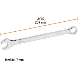Llaves Boca Mixta 17mm Combinada CrVanadio ELarga Truper 15621 Truper-Llaves Boca Mixta 17mm Combinada CrVanadio ELarga Truper 1