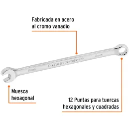 Llaves Boca Mixta 8mm Combinada CrVanadio ELarga Truper 15612 Truper-Llaves Boca Mixta 8mm Combinada CrVanadio ELarga Truper 156