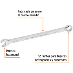 Llaves Boca Mixta 7mm Combinada CrVanadio ELarga Truper 15611 Truper-Llaves Boca Mixta 7mm Combinada CrVanadio ELarga Truper 156