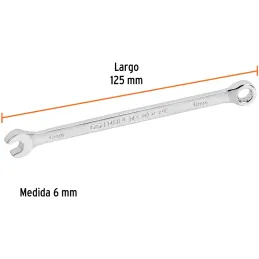 Llaves Boca Mixta 6mm Combinada CrVanadio ELarga Truper 15610 Truper-Llaves Boca Mixta 6mm Combinada CrVanadio ELarga Truper 156