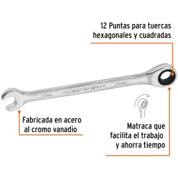 Llaves Boca Mixta Ratchet 10mm ACrVanadio Truper 15743 Truper-Llaves Boca Mixta Ratchet 10mm ACrVanadio Truper 15743 Fabricada e