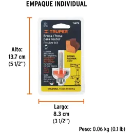 Fresas Pecho de Paloma 1-1/8" x13mm cRodaje Truper 11479 Truper-Fresas Pecho de Paloma 1-1/8" x13mm cRodaje Truper 11479 Cuerpo 