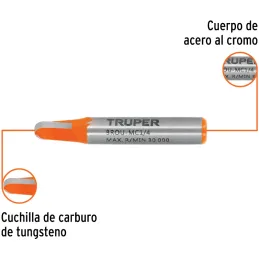 Fresas Media Caña 1/4" x10mm Truper 11460 Truper-Fresas Media Caña 1/4" x10mm Truper 11460 Cuerpo de acero al cromo y cuchilla d