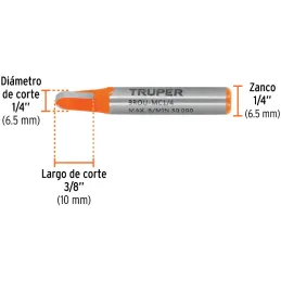 Fresas Media Caña 1/4" x10mm Truper 11460 Truper-Fresas Media Caña 1/4" x10mm Truper 11460 Cuerpo de acero al cromo y cuchilla d