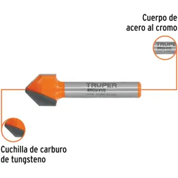 Fresas Corte V 1/2" x13mm Truper 11466 Truper-Fresas Corte V 1/2" x13mm Truper 11466 Cuerpo de acero al cromo y cuchilla de carb