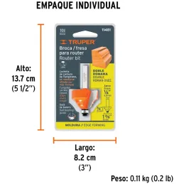 Fresas Doble Romana 1-3/8" x22mm cRodaje, Truper 11481 Truper-Fresas Doble Romana 1-3/8" x22mm cRodaje, Truper 11481 Cuerpo de a