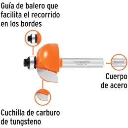 Fresas Bocel Cuarto 1-1/8" x14mm cRodaje, Truper 11485 Truper-Fresas Bocel Cuarto 1-1/8" x14mm cRodaje, Truper 11485 Cuerpo de a