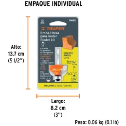 Fresas Bocel Cuarto 1-1/8" x14mm cRodaje, Truper 11485 Truper-Fresas Bocel Cuarto 1-1/8" x14mm cRodaje, Truper 11485 Cuerpo de a
