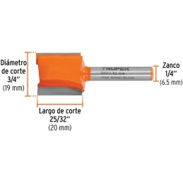 Fresas Recta de dos Filos 3/4" x20mm Truper 11459 Truper-Fresas Recta de dos Filos 3/4" x20mm Truper 11459 Cuerpo de acero al cr