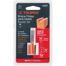 Fresas Recta de dos Filos 5/8" x20mm Truper 11457 Truper-Fresas Recta de dos Filos 5/8" x20mm Truper 11457 Cuerpo de acero al cr