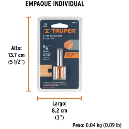 Fresas Recta de dos Filos 5/8" x20mm Truper 11457 Truper-Fresas Recta de dos Filos 5/8" x20mm Truper 11457 Cuerpo de acero al cr