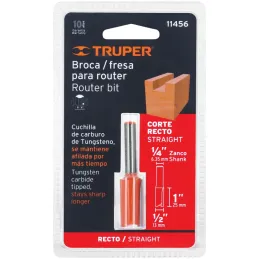 Fresas Recta de dos Filos 1/2" x25mm Truper 11456 Truper-Fresas Recta de dos Filos 1/2" x25mm Truper 11456 Cuerpo de acero al cr