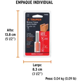 Fresas Recta de dos Filos 1/2" x25mm Truper 11456 Truper-Fresas Recta de dos Filos 1/2" x25mm Truper 11456 Cuerpo de acero al cr