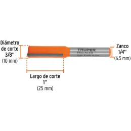 Fresas Recta de dos Filos 3/8" x25mm Truper 11455 Truper-Fresas Recta de dos Filos 3/8" x25mm Truper 11455 Cuerpo de acero al cr