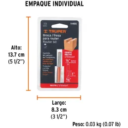 Fresas Recta de dos Filos 3/8" x25mm Truper 11455 Truper-Fresas Recta de dos Filos 3/8" x25mm Truper 11455 Cuerpo de acero al cr