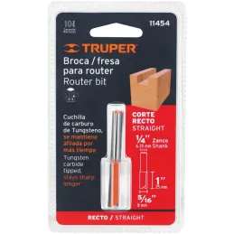 Fresas Recta de dos Filos 5/16" x25mm Truper 11454 Truper-Fresas Recta de dos Filos 5/16" x25mm Truper 11454 Cuerpo de acero al 