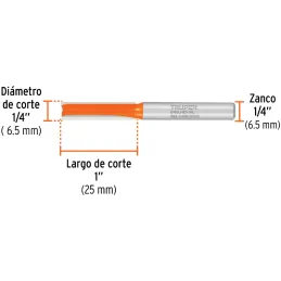 Fresas Recta de dos Filos 1/4" x25mm Truper 11453 Truper-Fresas Recta de dos Filos 1/4" x25mm Truper 11453 Cuerpo de acero al cr