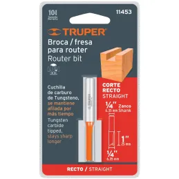 Fresas Recta de dos Filos 1/4" x25mm Truper 11453 Truper-Fresas Recta de dos Filos 1/4" x25mm Truper 11453 Cuerpo de acero al cr