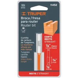 Fresas Recta de dos Filos 1/4" x20mm Truper 11452 Truper-Fresas Recta de dos Filos 1/4" x20mm Truper 11452 Cuerpo de acero al cr