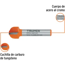 Fresas Media Caña 1/2" x10mm Truper 11462 Truper-Fresas Media Caña 1/2" x10mm Truper 11462 Cuerpo de acero al cromo y cuchilla d