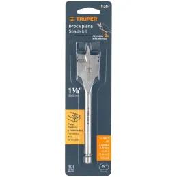 Broca Mecha Plana 1-1/8" x15cm Z1/4 Truper 11387 Truper-Broca Mecha Plana 1-1/8" x15cm Z1/4 Truper 11387 Punta triscada 2X mayor