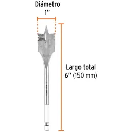 Broca Mecha Plana 1" x15cm Z1/4 Truper 11384 Truper-Broca Mecha Plana 1" x15cm Z1/4 Truper 11384 Punta triscada 2X mayor velocid