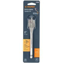 Broca Mecha Plana 1" x15cm Z1/4 Truper 11384 Truper-Broca Mecha Plana 1" x15cm Z1/4 Truper 11384 Punta triscada 2X mayor velocid